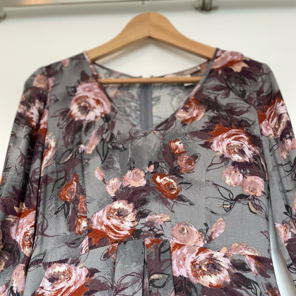 Gray Floral Dress
